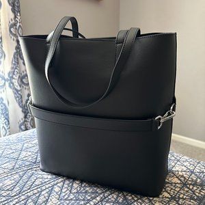 AWAY Latitude navy blue leather tote, new without tags